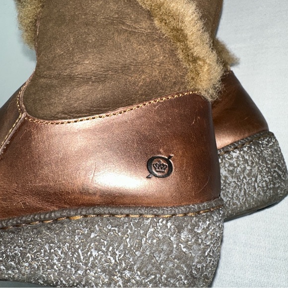 Born Women's Shearling Cognac Brown Suede Leather Mid Calf Boots US7 Luxury Core - Picture 10 of 14